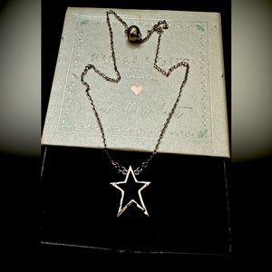 Star silver necklace with magnetic close. 16”.
